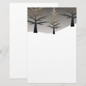 Papeterie Silhouettes d'arbres élégantes sur le paysage neig (Devant / Derrière)