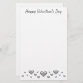 Papeterie Silver Grey Valentine's Day Hearts & Custom Text (Devant / Derrière)