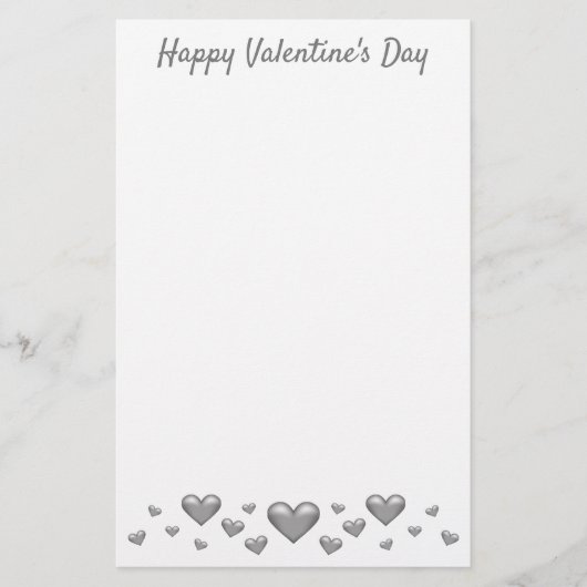Papeterie Silver Grey Valentine's Day Hearts & Custom Text (Devant)