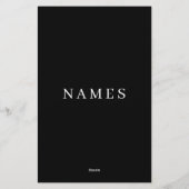 Papeterie Simple Black Custom Ajouter Votre Nom Élégant (Dos)