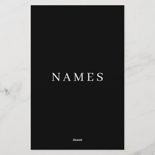 Papeterie Simple Black Custom Ajouter Votre Nom Élégant (Dos)