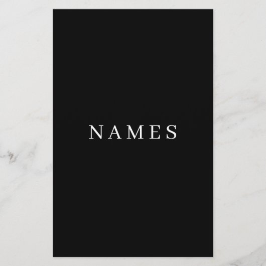 Papeterie Simple Black Custom Ajouter Votre Nom Élégant (Devant)