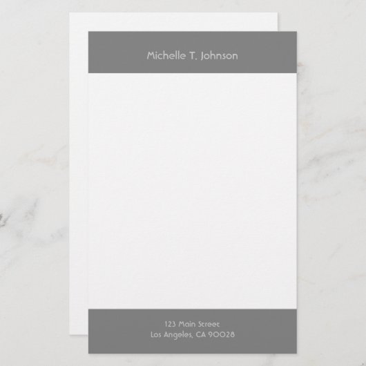 Papeterie simple bordure grise (Devant / Derrière)