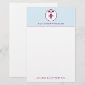 Papeterie Simple Caducée Rouge Infirmière Diplômée Infirmièr (Devant / Derrière)
