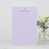 Papeterie Simple Élégance Monogramme Ligné Violet (Debout devant)