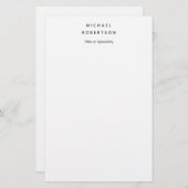 Papeterie Simple Élégant Moderne Minimaliste Blanc  (Devant / Derrière)