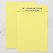 Papeterie Simple Élégant Style Jaune Clair Professionnel (Devant / Derrière)