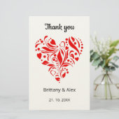 Papeterie Simple Heart Wedding Thank You Card – Customizable (Debout devant)