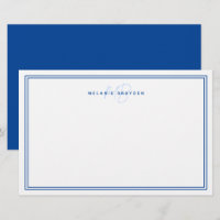 Simple Marine Bleu Minimaliste Monogramme Deux Fro