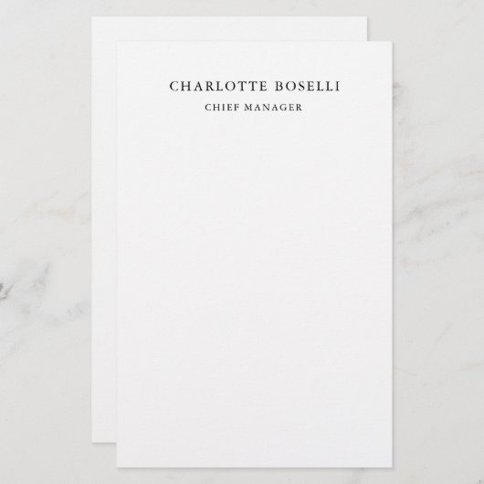 Papeterie Simple minimaliste élégant classique professionnel (Devant / Derrière)