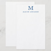 Papeterie Simple moderne élégant marine bleu Monogramme init (Devant / Derrière)