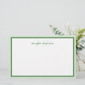 Papeterie Simple Moderne Monogramme Bordure Deux Tons Vert (Debout devant)