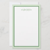Papeterie Simple Moderne Monogramme Bordure Deux Tons Vert (Devant)