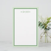 Papeterie Simple Moderne Monogramme Bordure Deux Tons Vert (Debout devant)