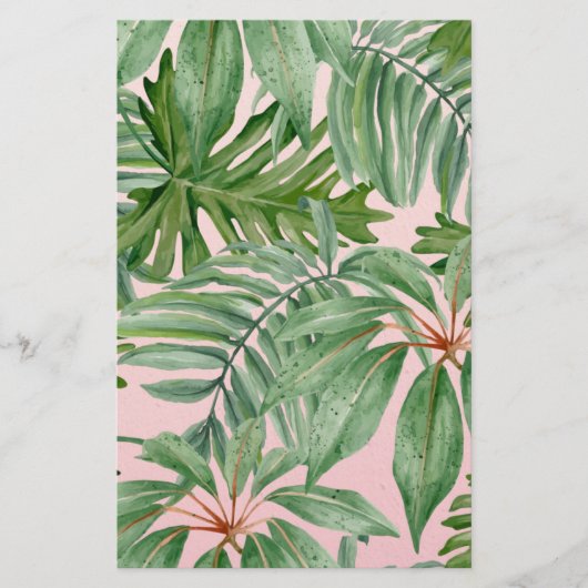 Papeterie Simple moderne Pink Palm Leaf Tropical Floral (Devant)