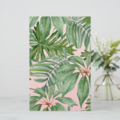 Papeterie Simple moderne Pink Palm Leaf Tropical Floral (Debout devant)