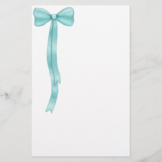 Papeterie Simple Nœud Bleu Turquoise Mignon (Devant)
