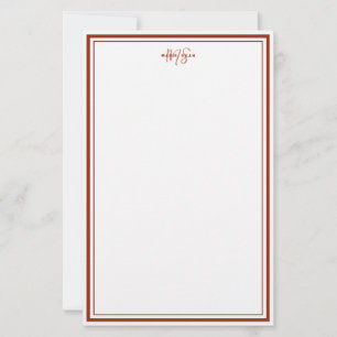 Papeterie Simple Rouge Écarlate Minimaliste Monogramme Deux