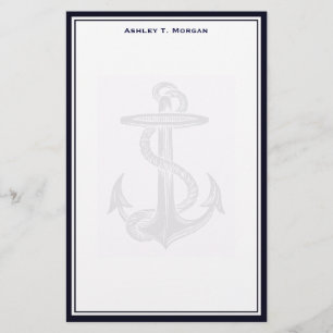Papeterie Simplicité nautique Dk Blue / Blanc Personnalisé
