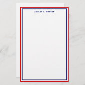 Papeterie Simplicité Rouge Bleu Bleu Personnalisé Papier (Devant / Derrière)