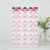 Papeterie Singes roses sur Diamant Jacquard rose blanc (Debout devant)