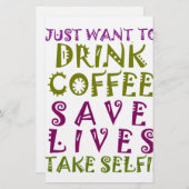 Papeterie Sip, Snap Répéter Chasing caféine Selfies concepti (Devant / Derrière)