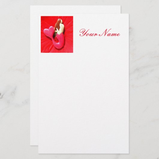 Papeterie sirène à queue rousse (Devant / Derrière)