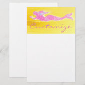 Papeterie sirène rose nageant (Devant / Derrière)