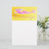 Papeterie sirène rose nageant (Debout devant)