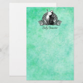 Papeterie Sirène Vintage personnalisée avec coquillages (Devant / Derrière)