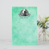 Papeterie Sirène Vintage personnalisée avec coquillages (Debout devant)