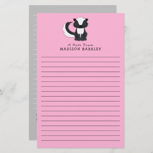 Papeterie Skunk Kid's mignon animal boisé (Devant / Derrière)