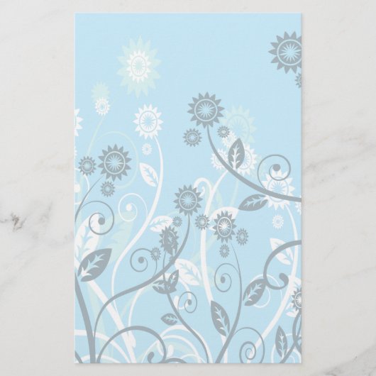 Papeterie Sky Blue Moderne Floral (Devant)