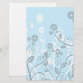 Papeterie Sky Blue Moderne Floral (Devant / Derrière)