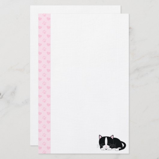 Papeterie Sleepy Kitty {Tuxedo} (Devant / Derrière)