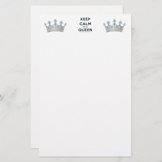 Papeterie SlipperyJoe's Keep Calm Queen couronne joyaux a (Devant / Derrière)