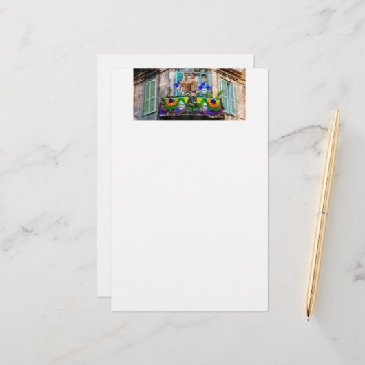 Papeterie SlipperyJoe's Mardi Gras masques perles décoration (Devant/Arrière en situation)