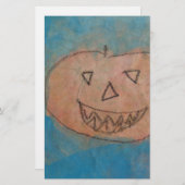 Papeterie Smiling Pumkin, Halloween Kids Art Watercolor (Devant / Derrière)