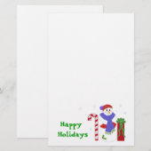 Papeterie Snowman avec Sucre de canne et cadeau (Devant / Derrière)