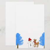 Papeterie Snowman et rennes aux arbres gelés (Devant / Derrière)