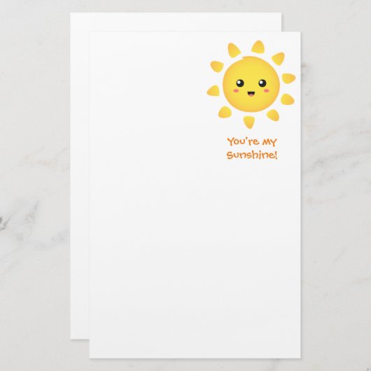 Papeterie Soleil heureux mignon de Sun pour des enfants (Devant / Derrière)