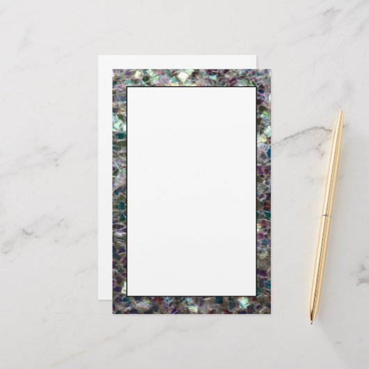 Papeterie Sparkly colourful silver mosaic (Devant/Arrière en situation)