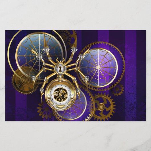 Papeterie Spider Steampunk sur Arrière - plan pourpre (Devant)