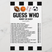 Papeterie Sportif Devinez Qui ! Station de jeu de baby showe (Devant)