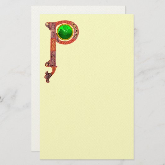 PAPETERIE ST PATRICK'S DAY CÉLTIC P MONOGRAM AVEC SHAMROCK (Devant / Derrière)