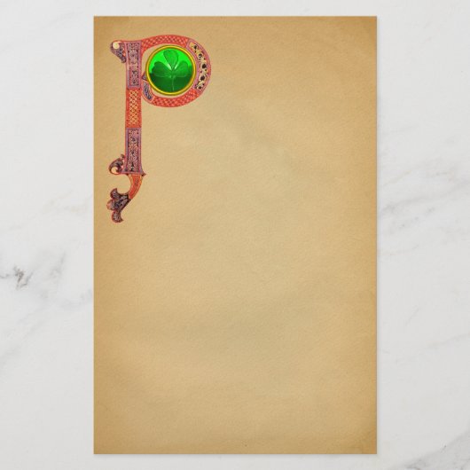 PAPETERIE ST PATRICK'S DAY CÉLTIC P MONOGRAM AVEC SHAMROCK (Devant)