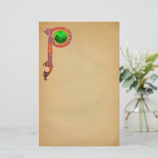 PAPETERIE ST PATRICK'S DAY CÉLTIC P MONOGRAM AVEC SHAMROCK (Debout devant)