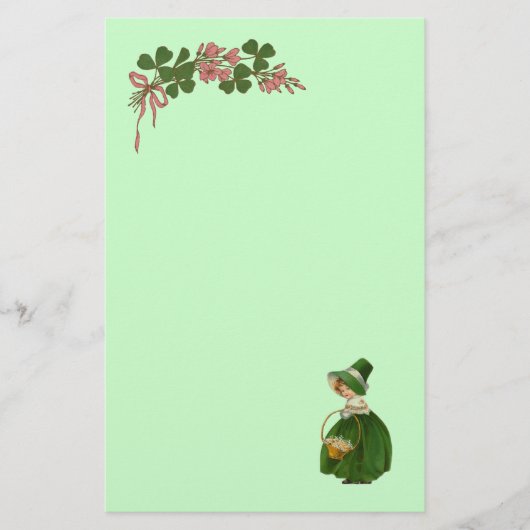 PAPETERIE ST PATRICK'S DAY - IRLANDE, FILLE ET SHAMROCK (Devant)