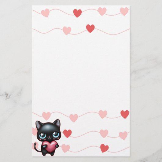 Papeterie Stationery coeur de chat noir Valentine's day (Devant)