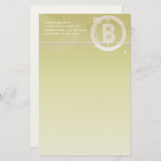 Papeterie Stationery Funky Monogram Lime (Devant / Derrière)